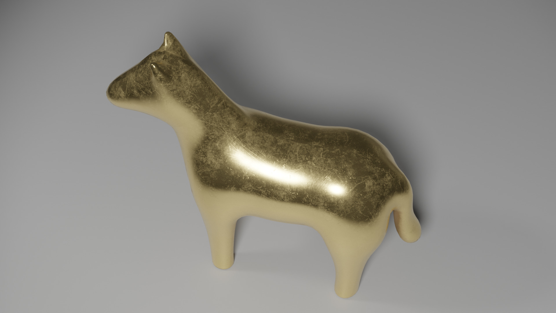 Golden Horse - Statue of a horse made of gold Low-poly 3D model_4
