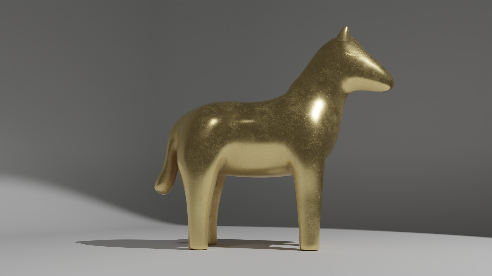 Golden Horse - Statue of a horse made of gold Low-poly 3D model_3