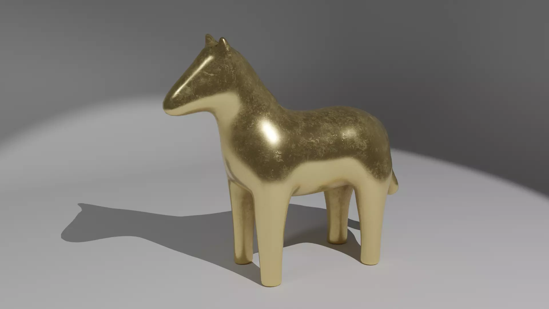 Golden Horse - Statue of a horse made of gold Low-poly 3D model_0