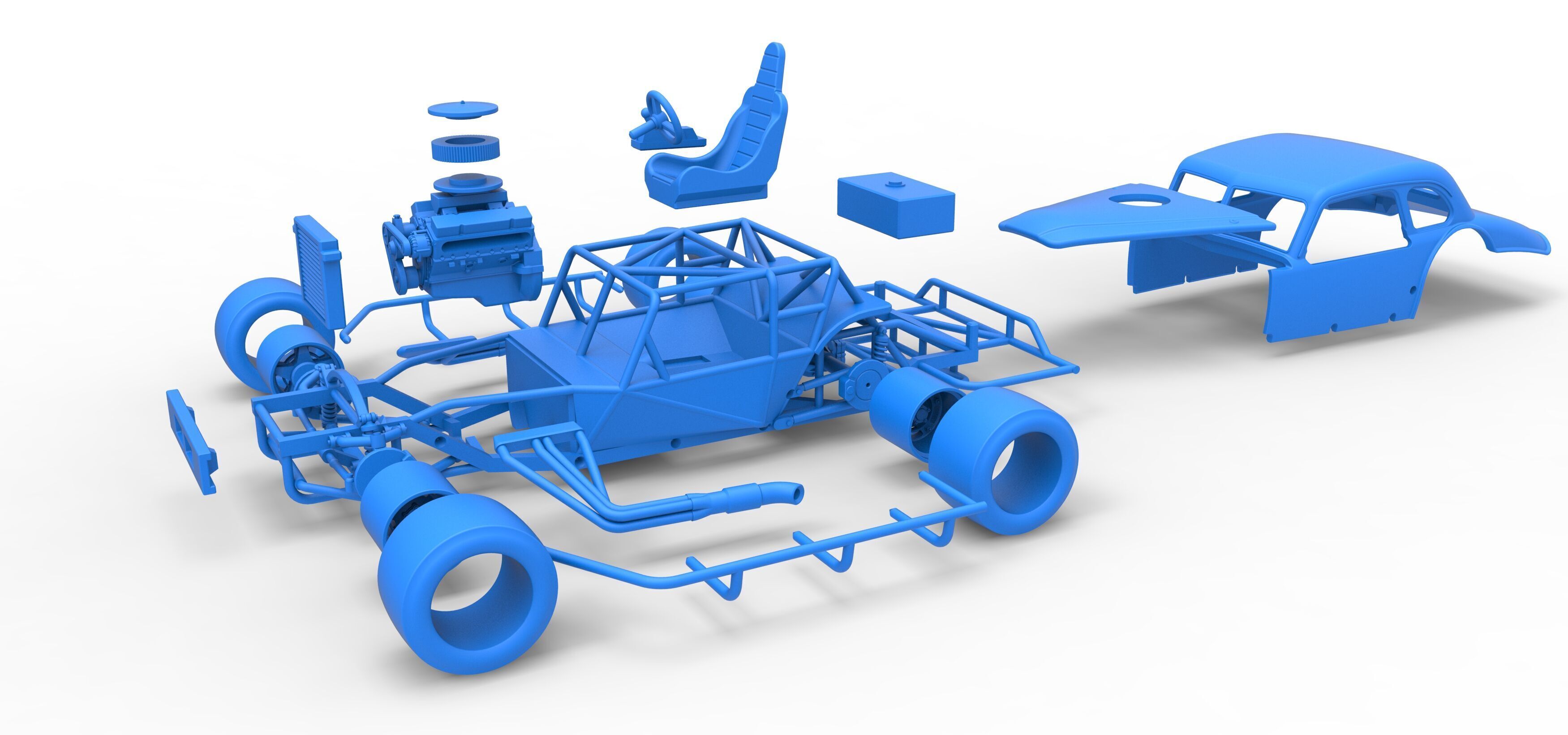 Vintage Asphalt Modified stock car V5 Scale 1 to 25 3D print model_47