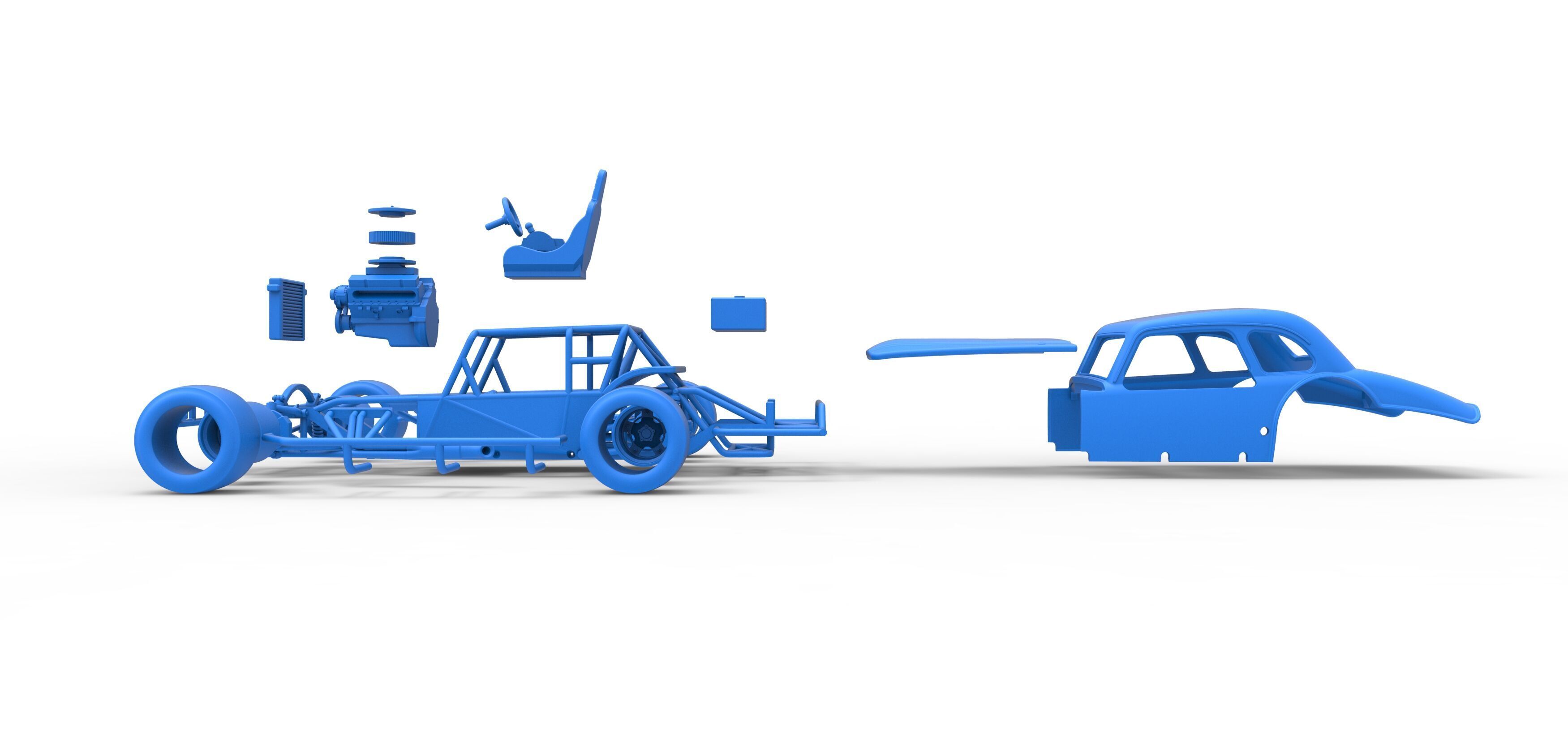 Vintage Asphalt Modified stock car V5 Scale 1 to 25 3D print model_51