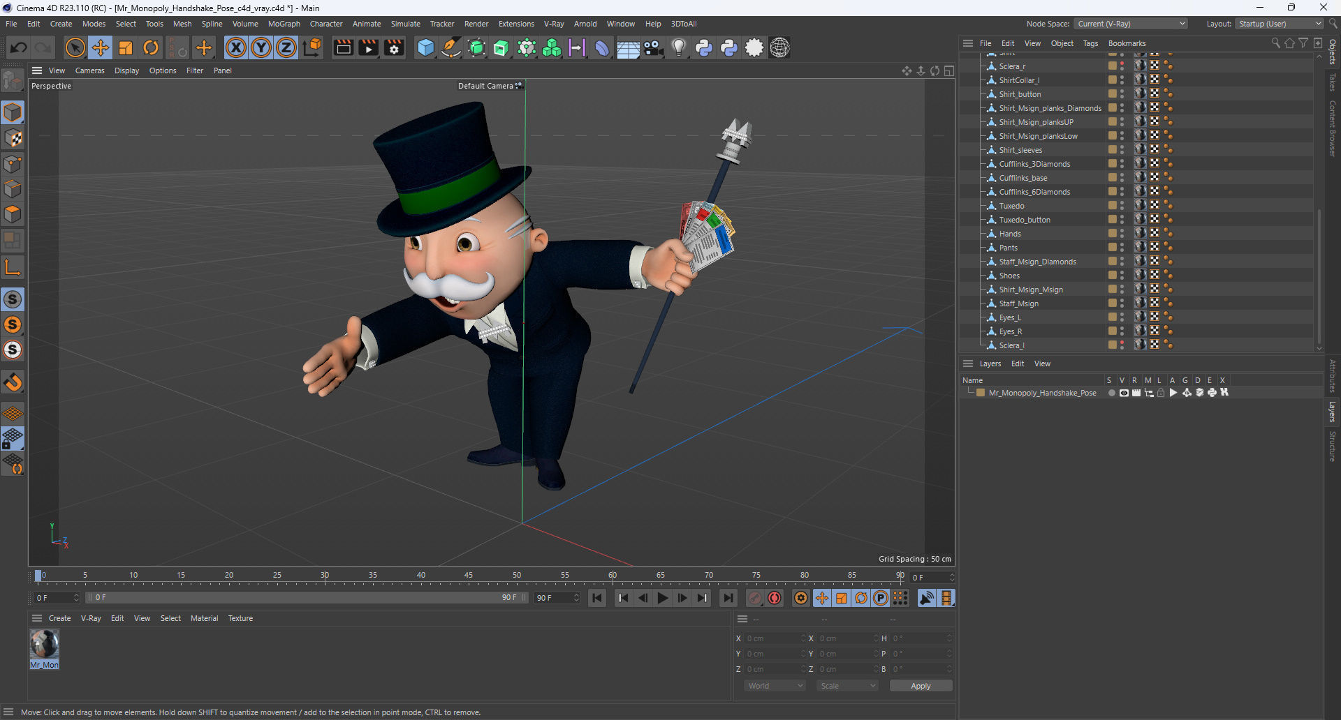 Mr Monopoly Handshake Pose for 3D Print 3D print model_22