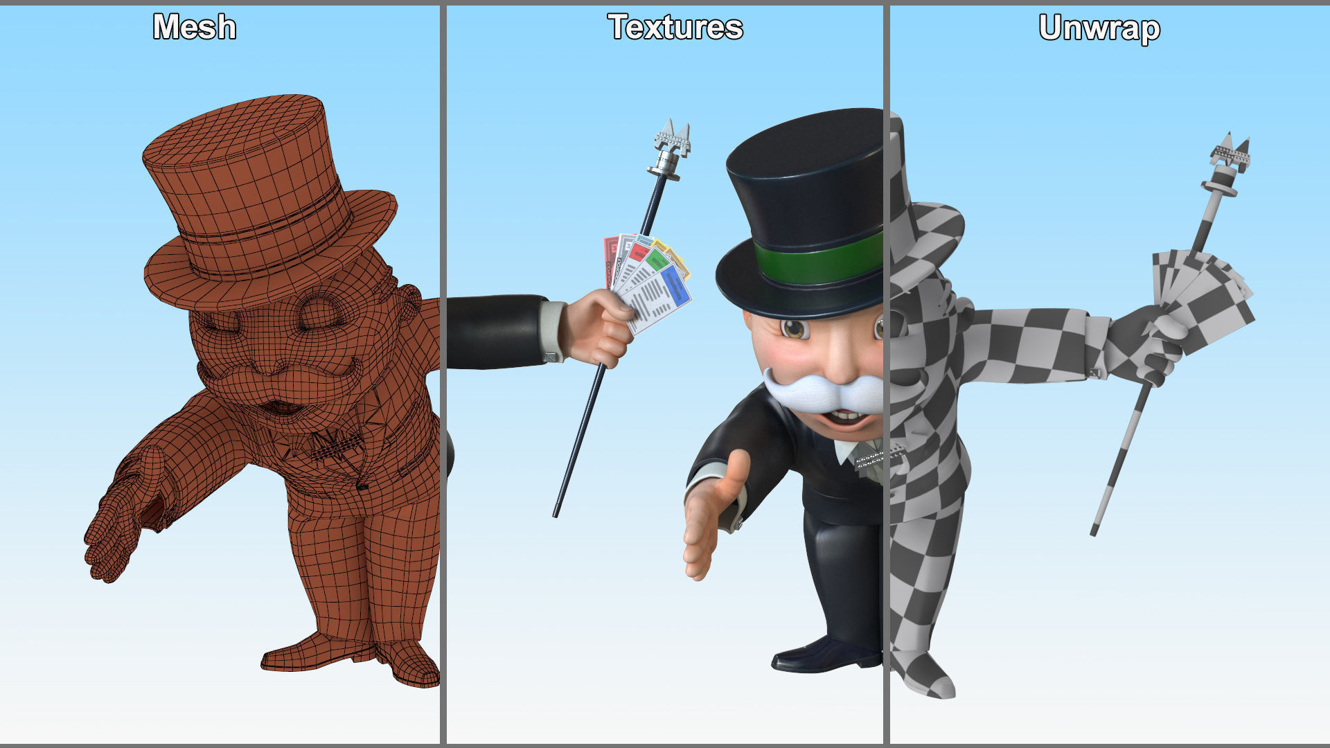 Mr Monopoly Handshake Pose for 3D Print 3D print model_17