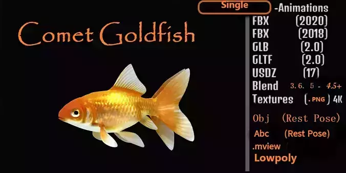 Comet Goldfish Low-poly 3D model
