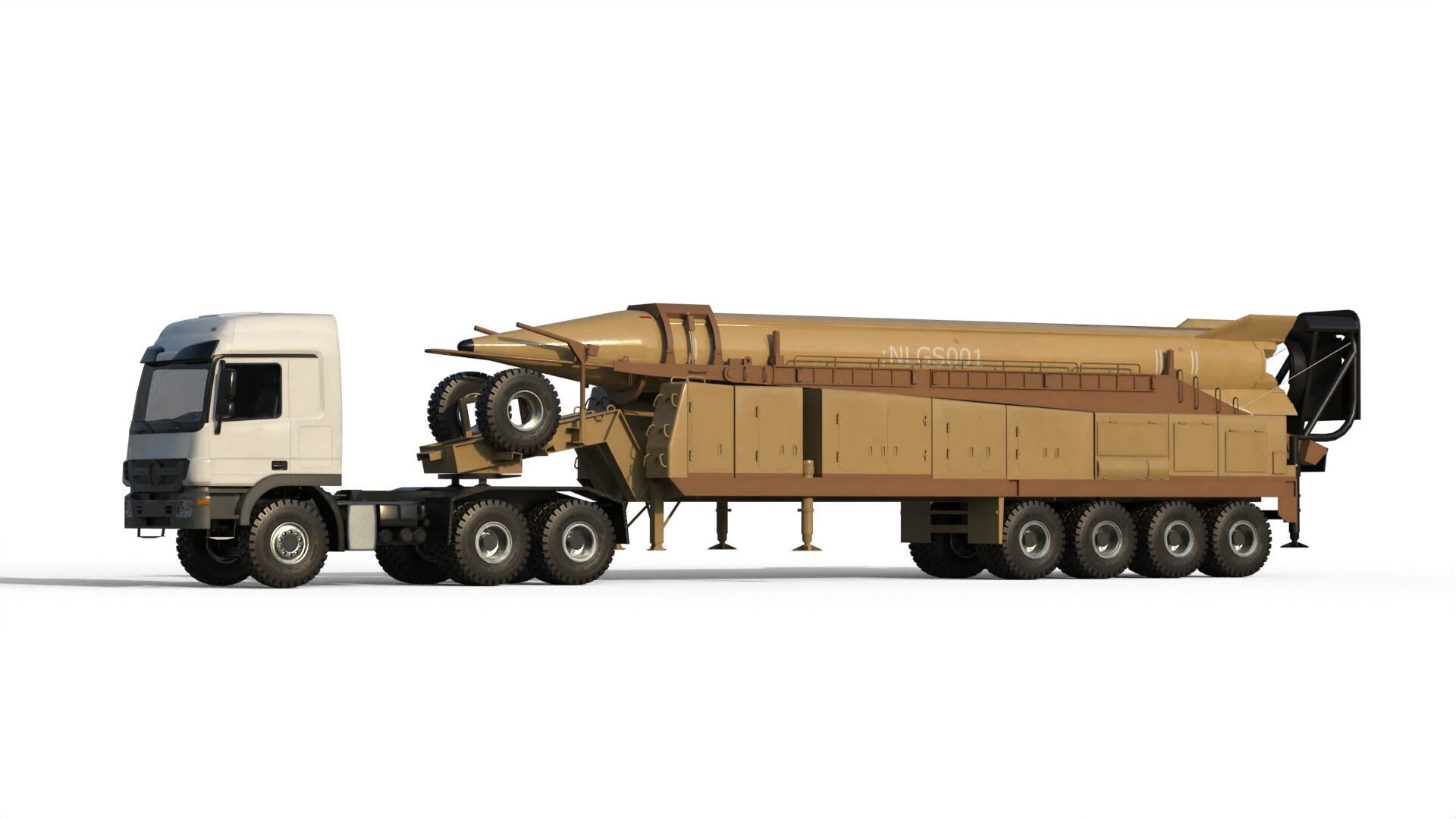 Iranian ballistic missile Shahab-3 3D model_1