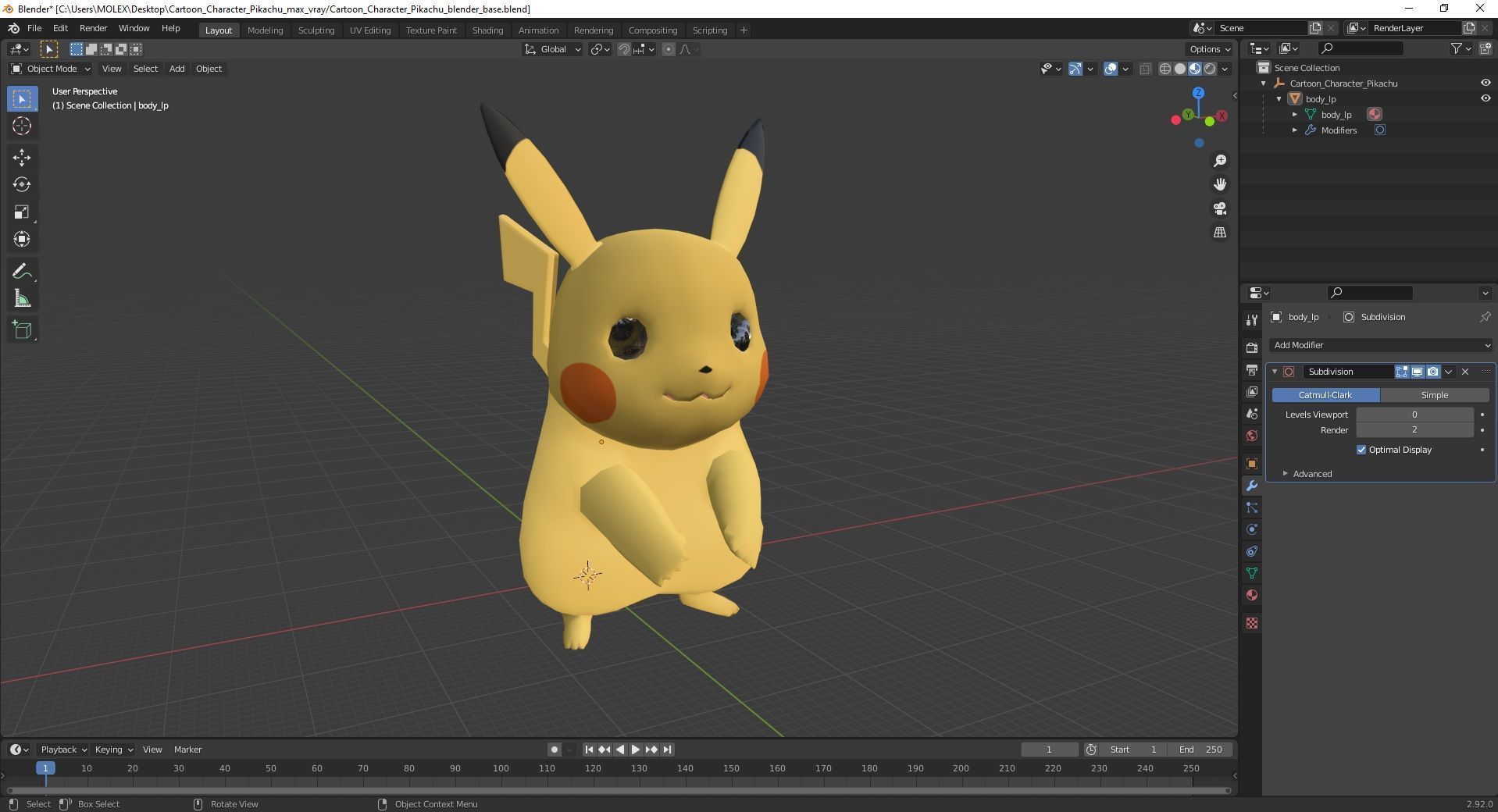 Cartoon Character Pikachu 3D model_18