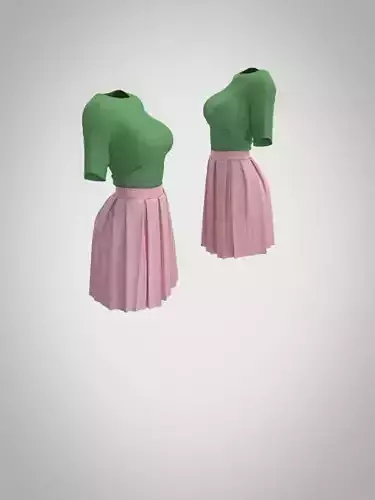 Anime shirt and platted skirt