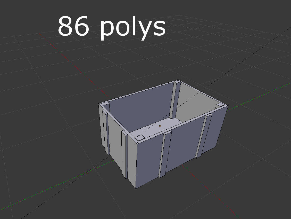 low poly wooden crate Low-poly 3D model_3