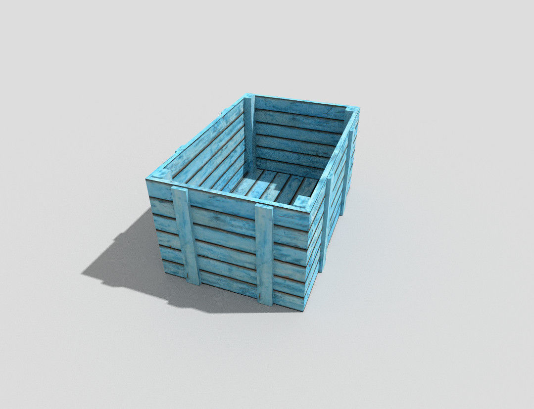 low poly wooden crate Low-poly 3D model_1