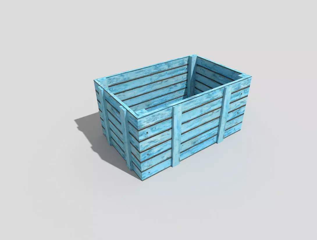 low poly wooden crate Low-poly 3D model_0