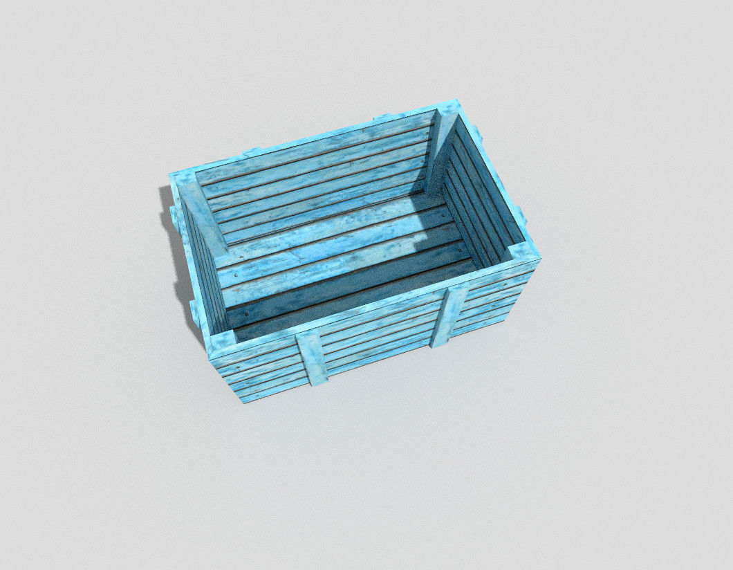 low poly wooden crate Low-poly 3D model_2