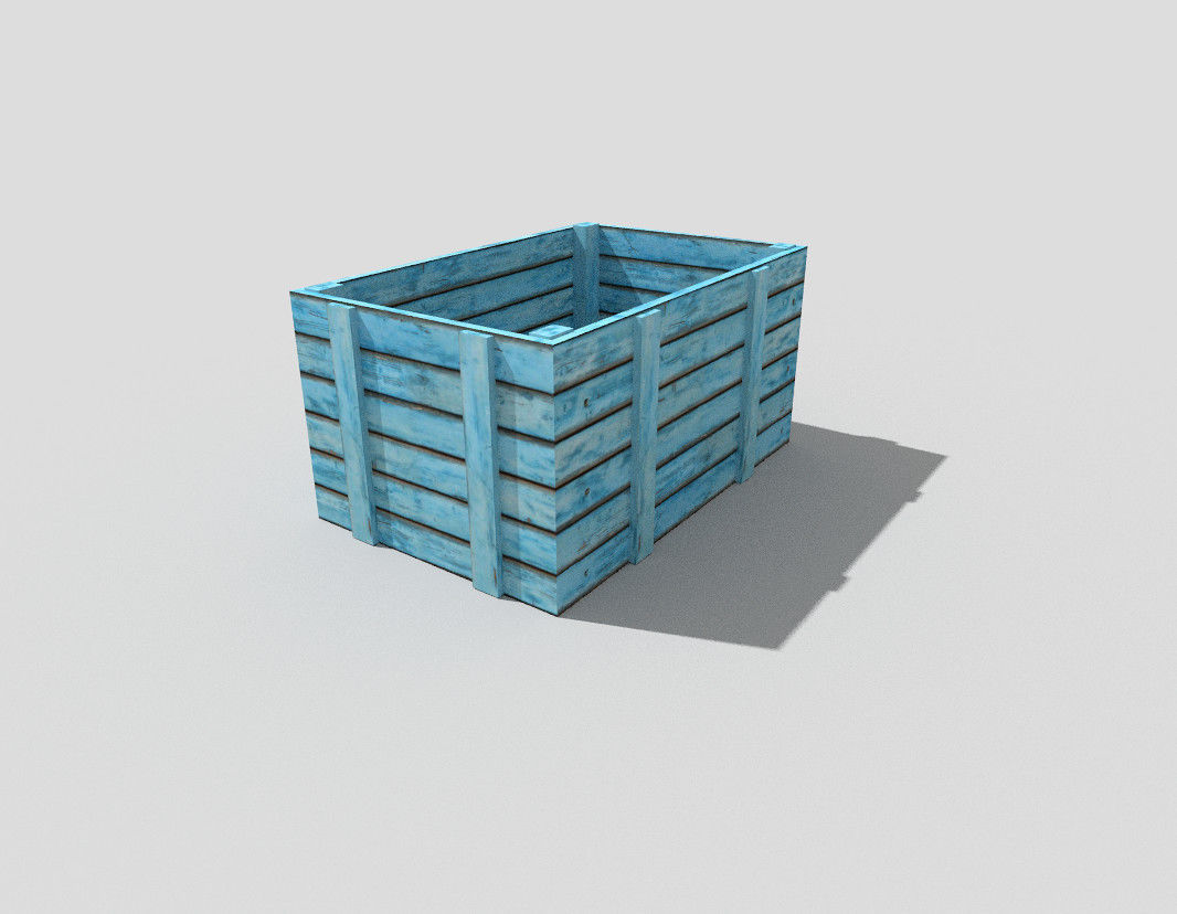 low poly wooden crate Low-poly 3D model_4