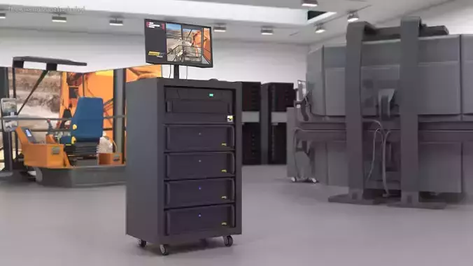 Server Rack with Computer and Monitor 3D model