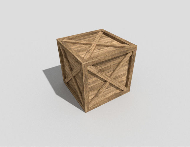 low poly wooden crate Low-poly 3D model