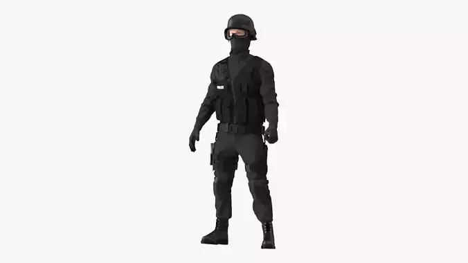 SWAT Police Officer Rigged for Maya 3D model