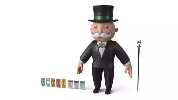 Mr Monopoly A-pose for 3D Print