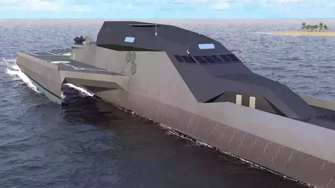 Blue Shark Frigate Rigged for Cinema 4D 3D model