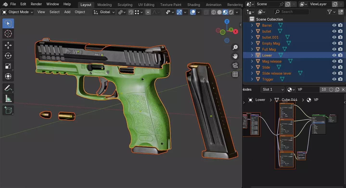 Hk VP9 Low-poly 3D model_16