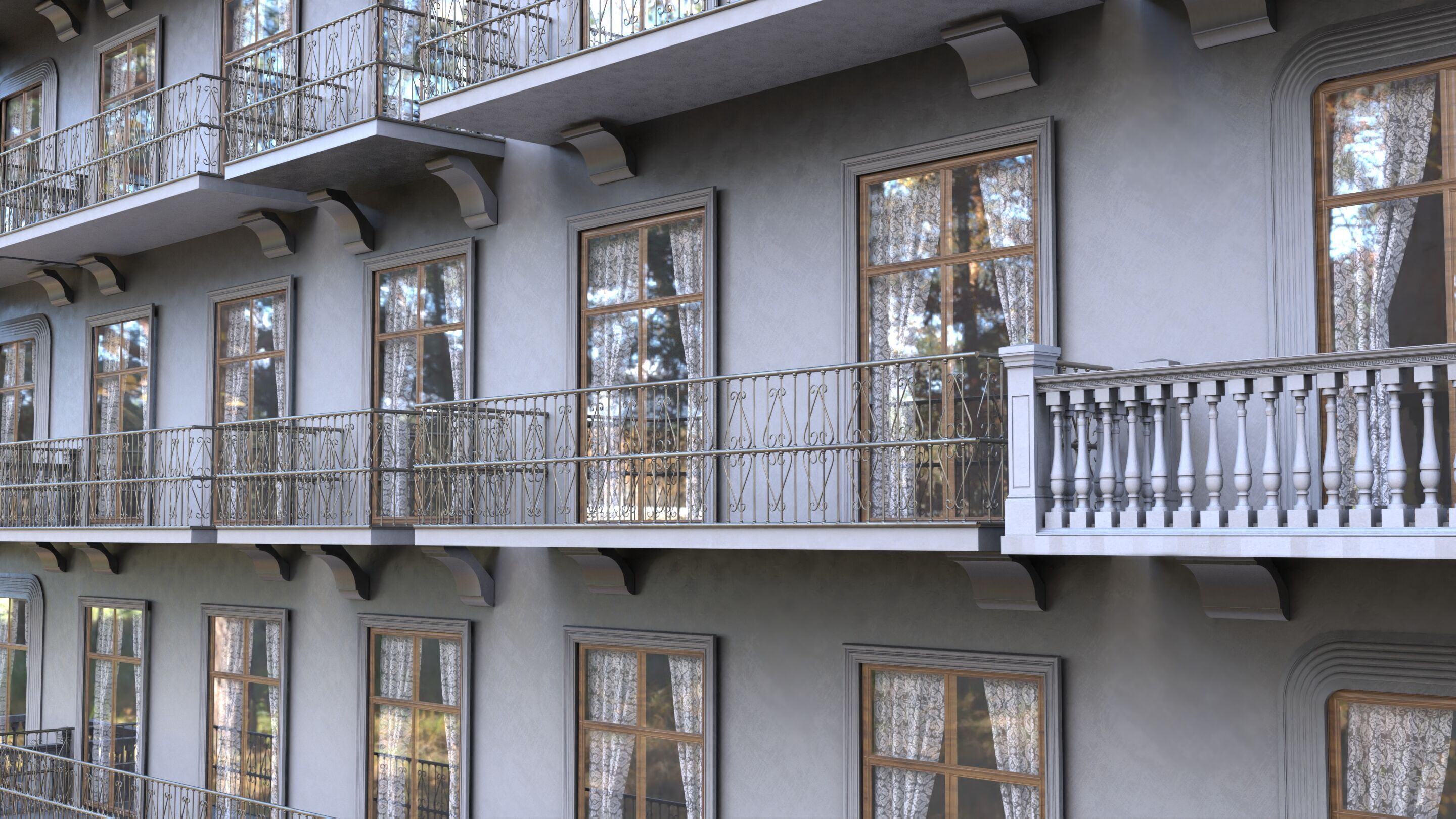 Haussmannian Style Residential Building 3D model_2