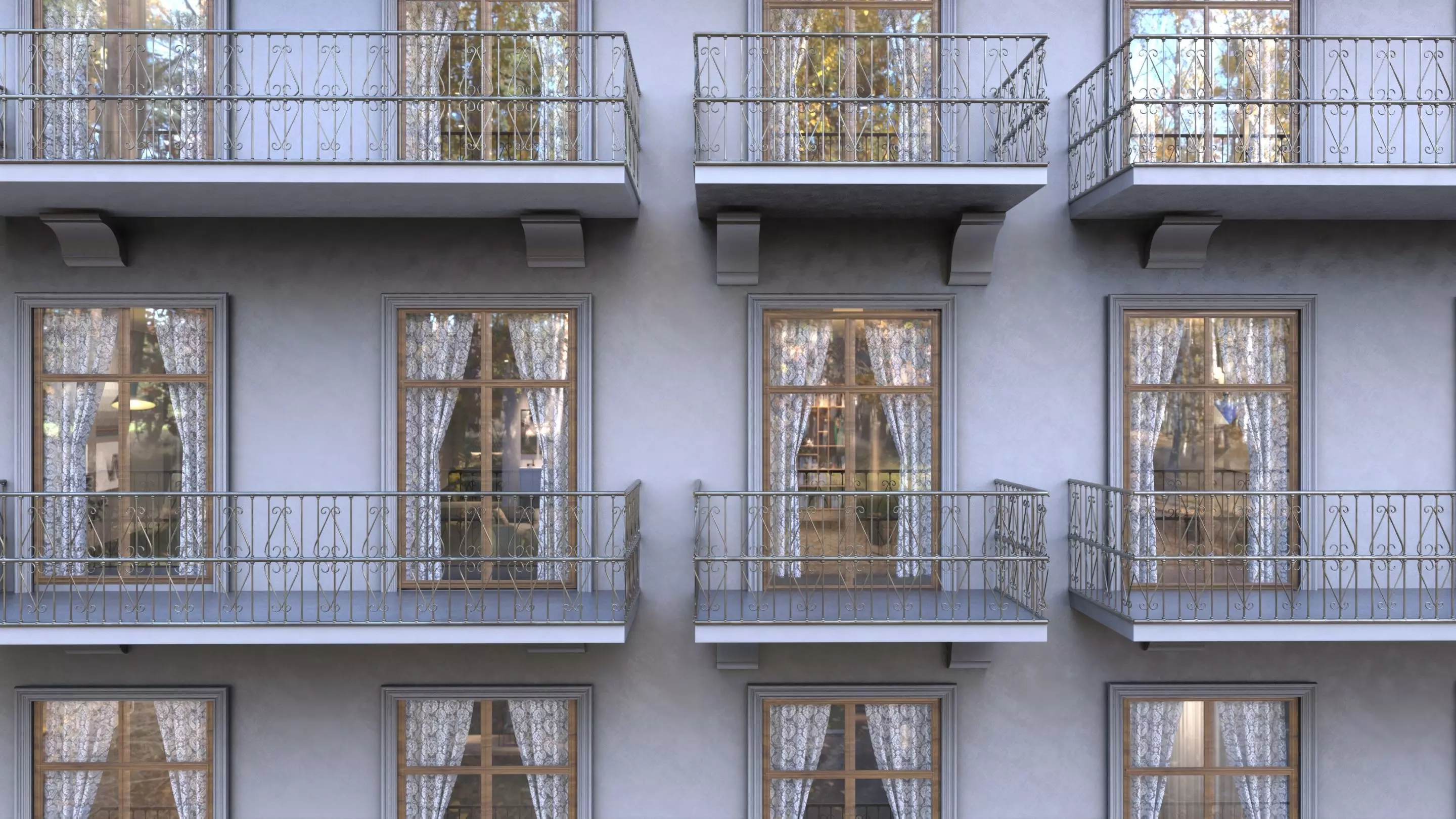 Haussmannian Style Residential Building 3D model_4