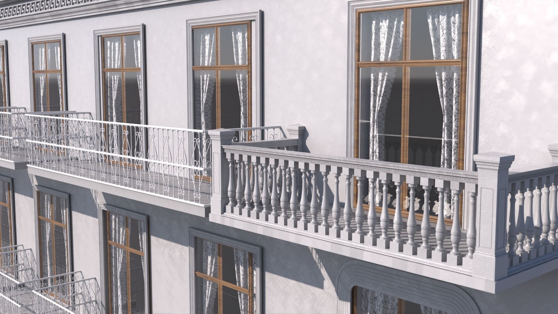 Haussmannian Style Residential Building 3D model_9