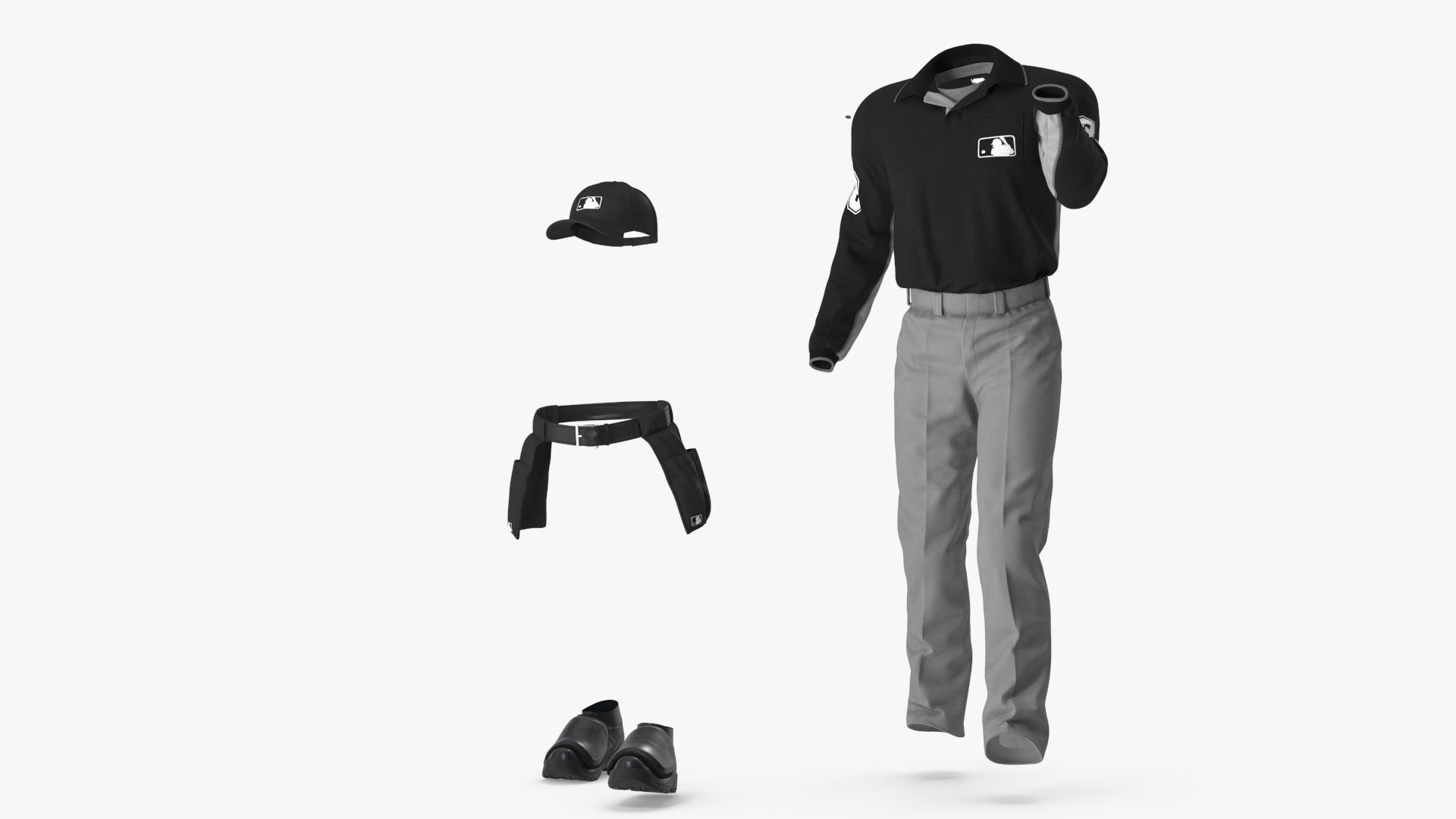 Baseball Umpire in Cap Showing Points 3D model_13