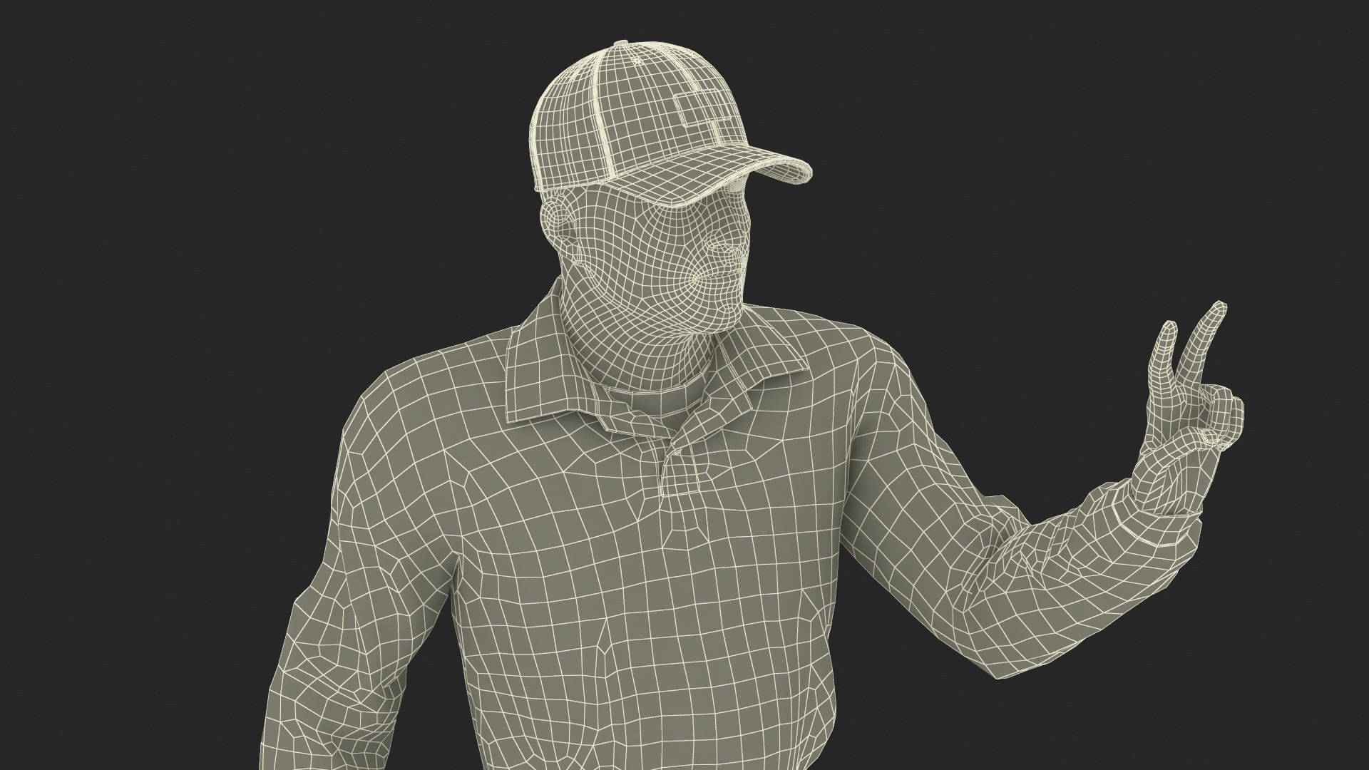 Baseball Umpire in Cap Showing Points 3D model_30