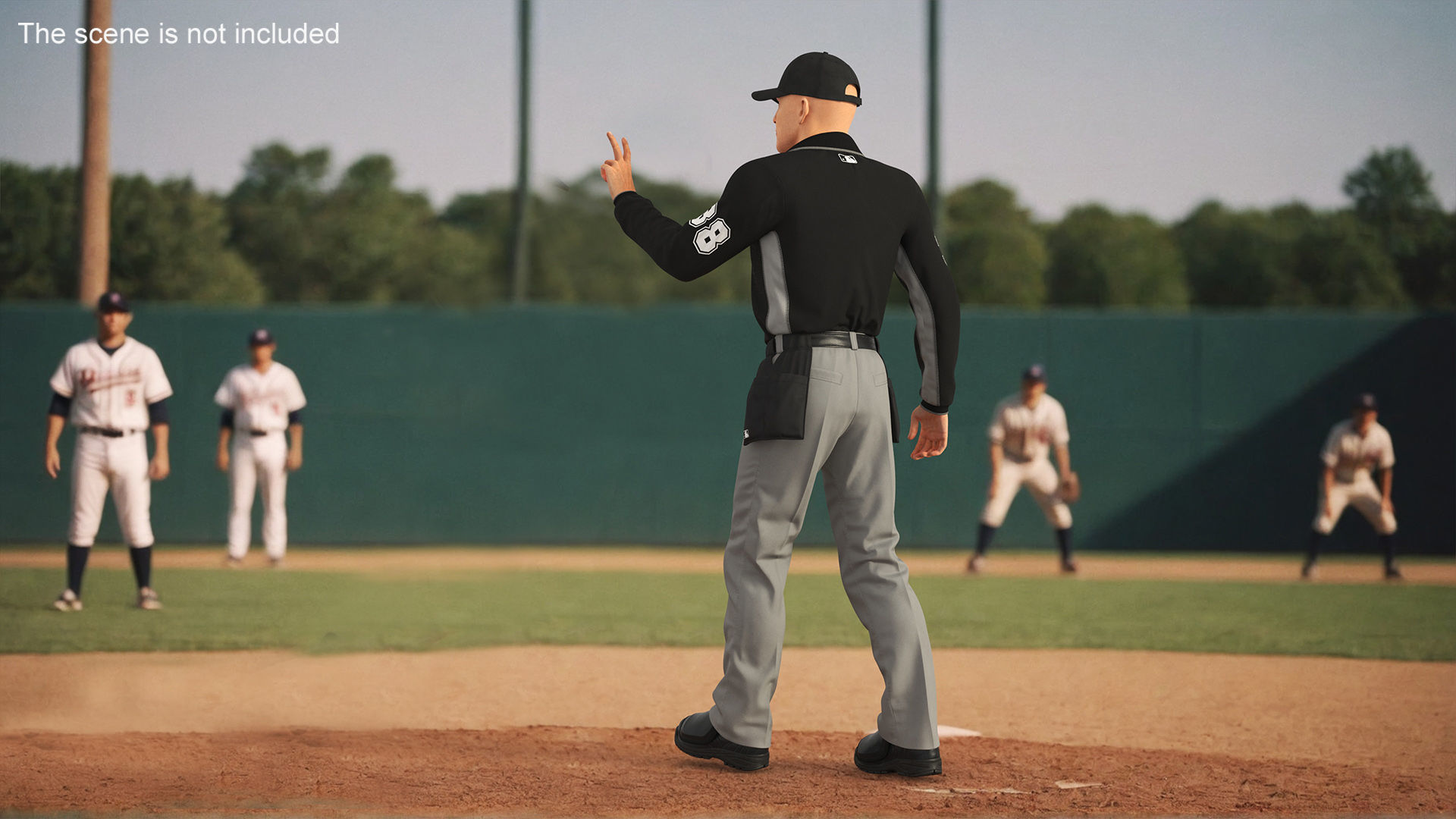 Baseball Umpire in Cap Showing Points 3D model_1