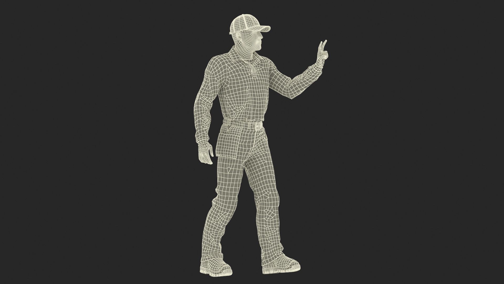 Baseball Umpire in Cap Showing Points 3D model_27