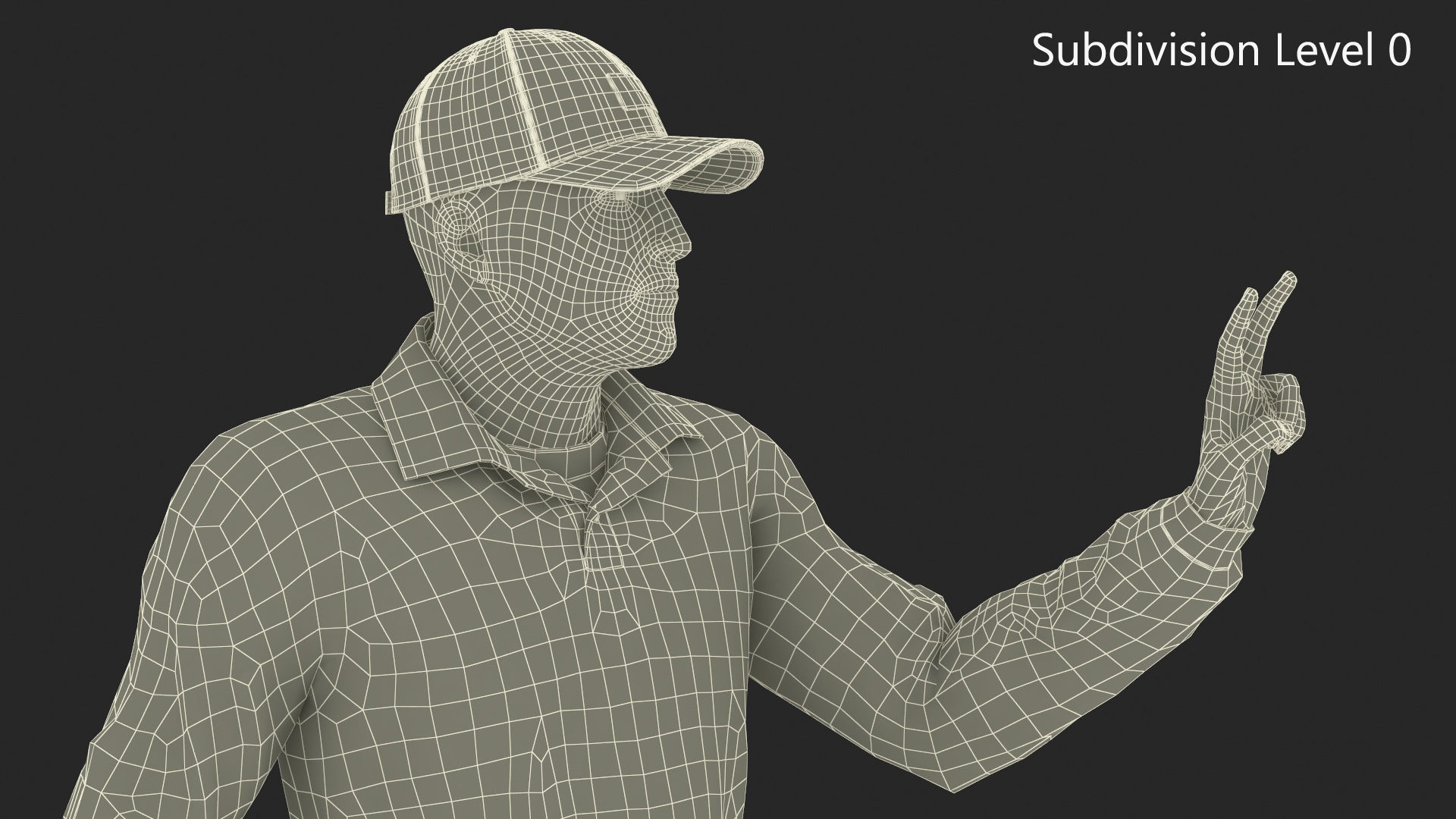 Baseball Umpire in Cap Showing Points 3D model_15