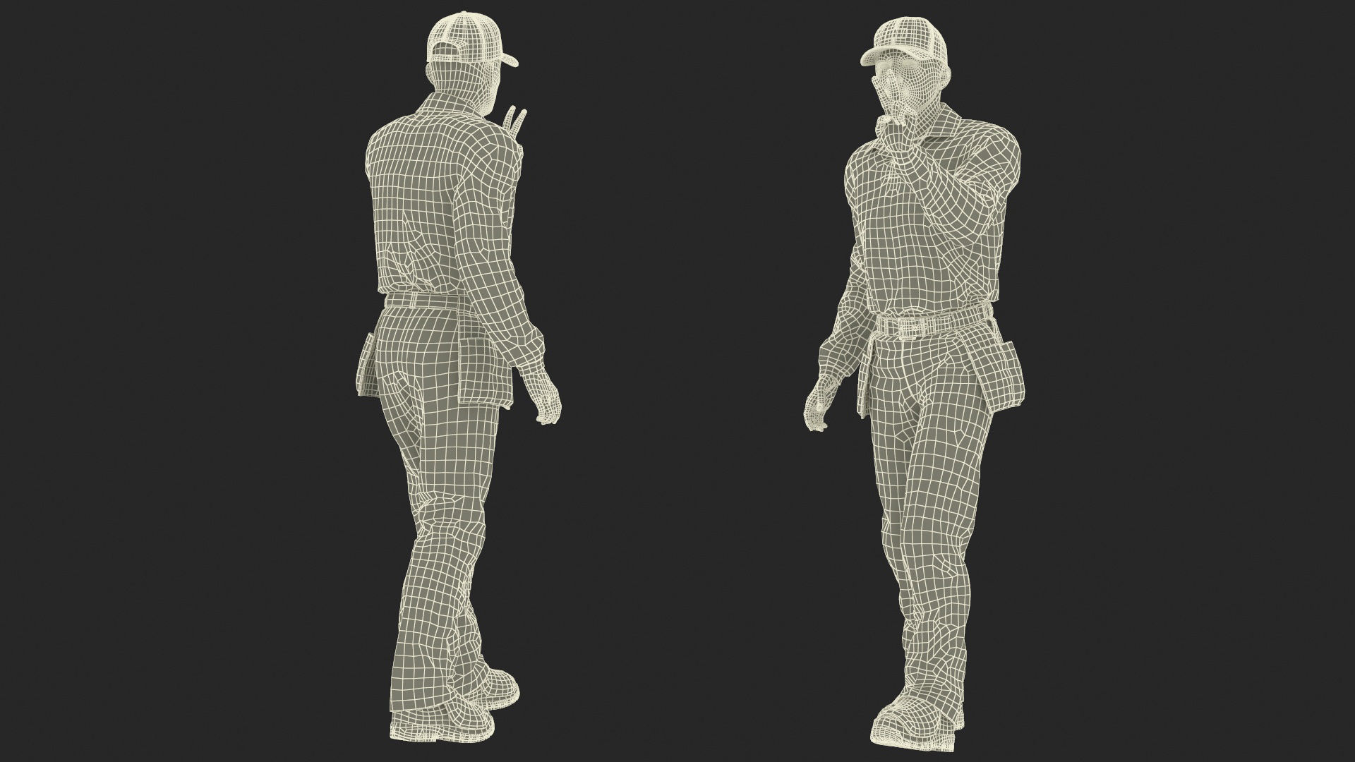 Baseball Umpire in Cap Showing Points 3D model_24