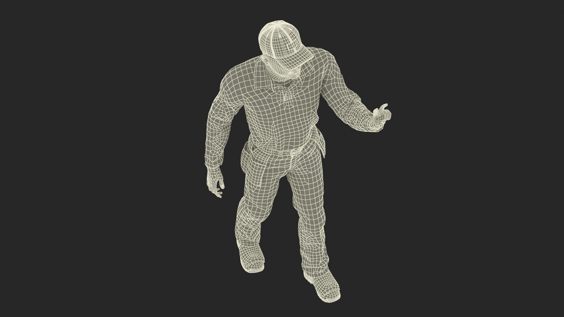 Baseball Umpire in Cap Showing Points 3D model_28