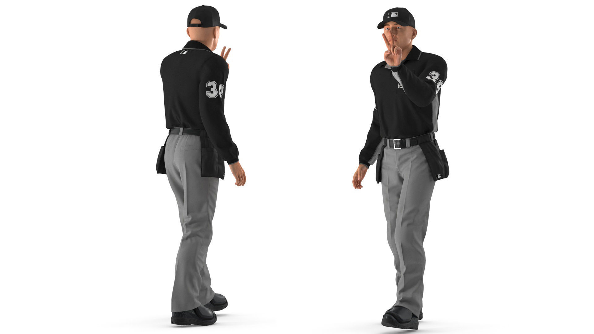 Baseball Umpire in Cap Showing Points 3D model_6