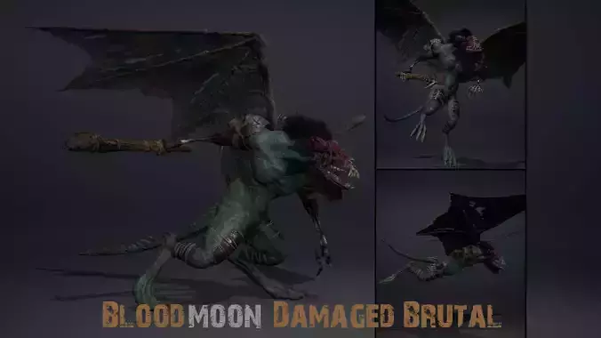 Bloodmoon Damaged Brutal Low-poly 3D model