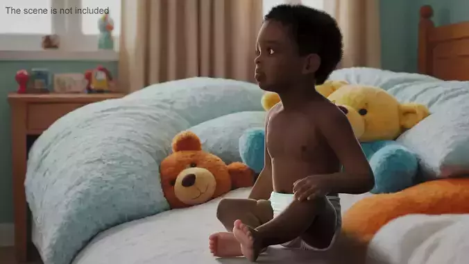 African Baby Boy Wearing Diaper Sitting