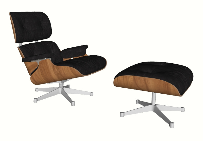 Eames Style Lounge Chair and Ottoman 3D model_2
