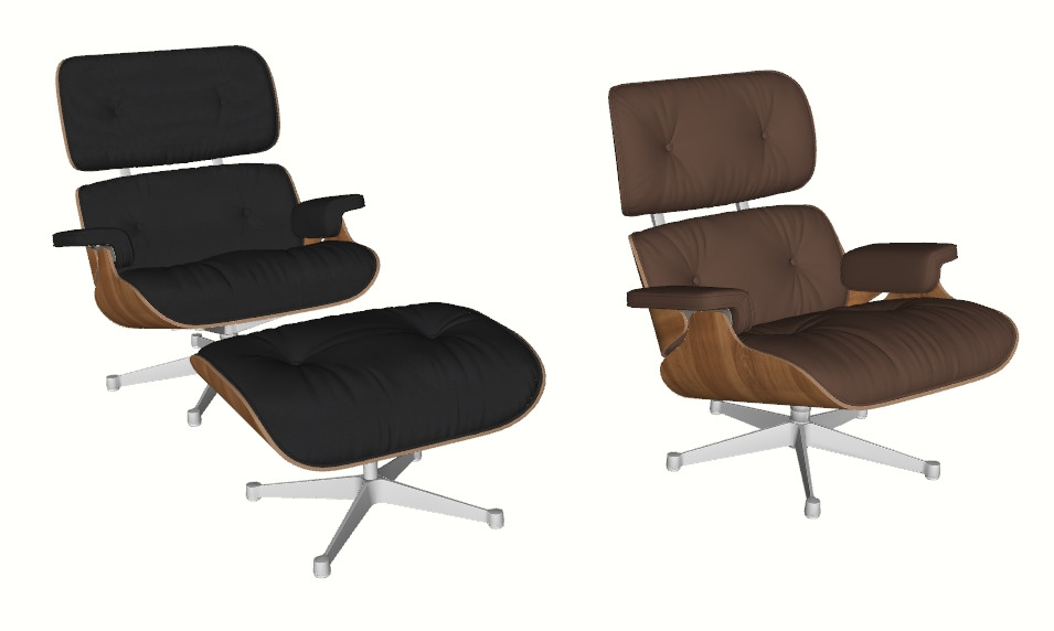 Eames Style Lounge Chair and Ottoman 3D model_3