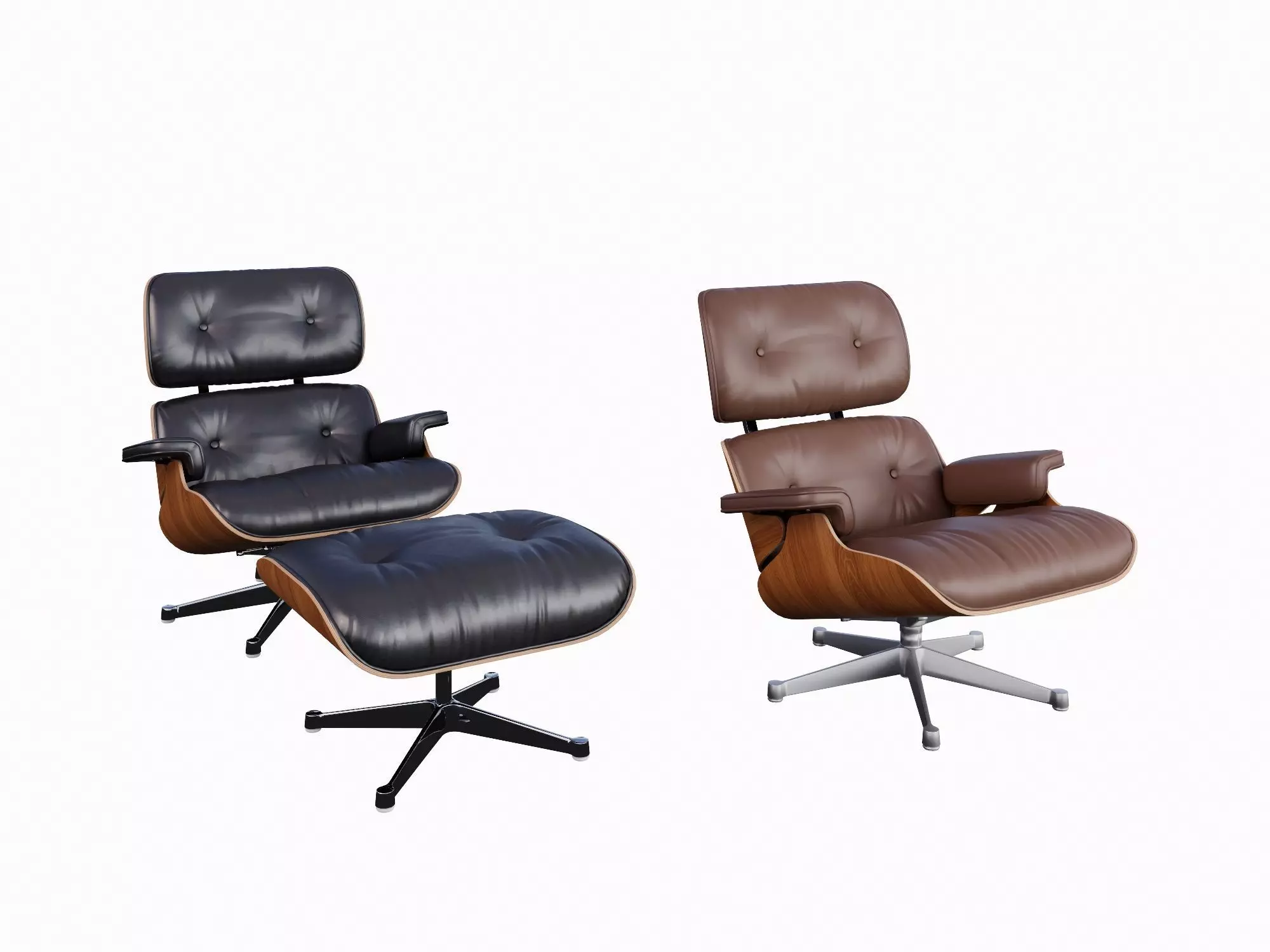 Eames Style Lounge Chair and Ottoman 3D model_0