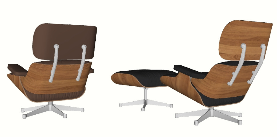 Eames Style Lounge Chair and Ottoman 3D model_4