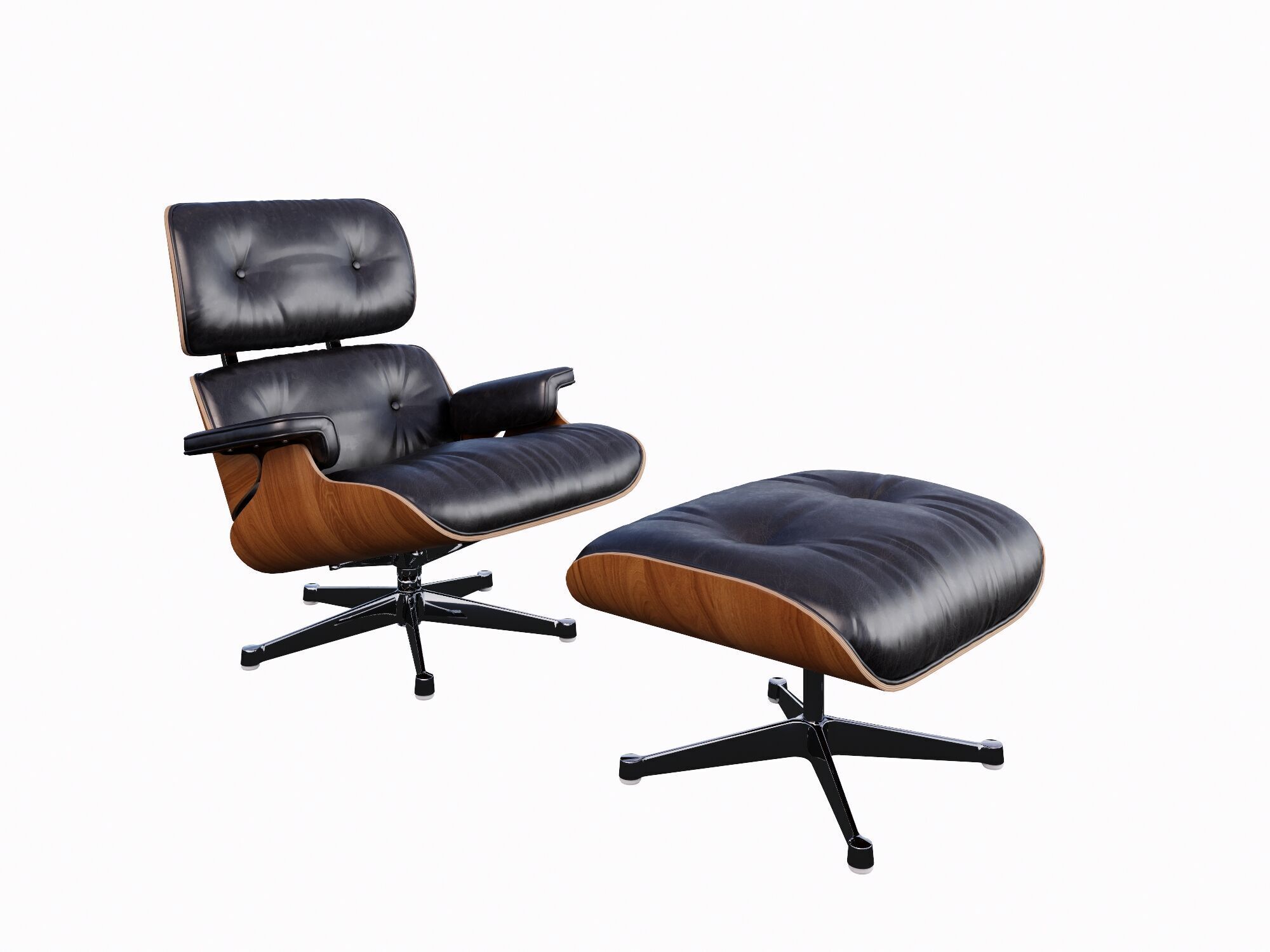 Eames Style Lounge Chair and Ottoman 3D model_1
