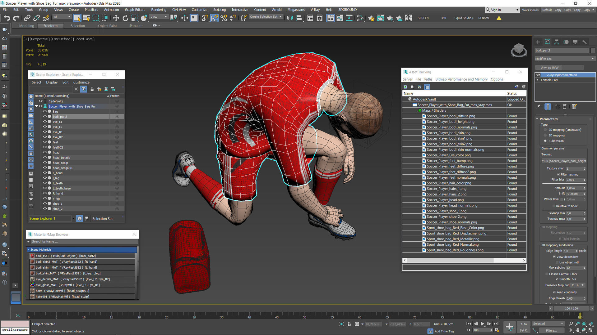 Soccer Player with Shoe Bag Fur 3D model_12