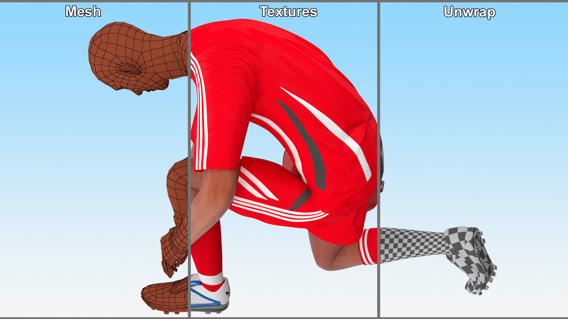 Soccer Player with Shoe Bag Fur 3D model_7