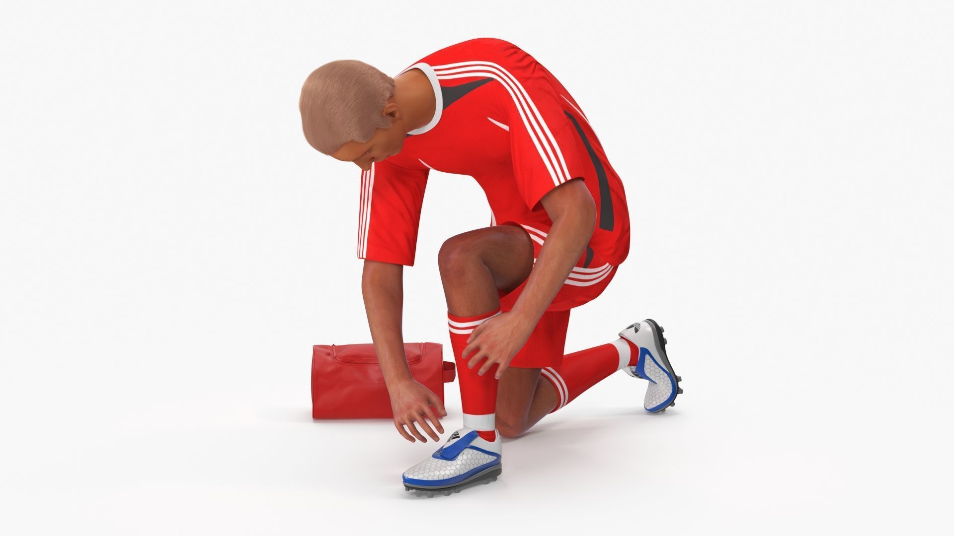 Soccer Player with Shoe Bag Fur 3D model_4