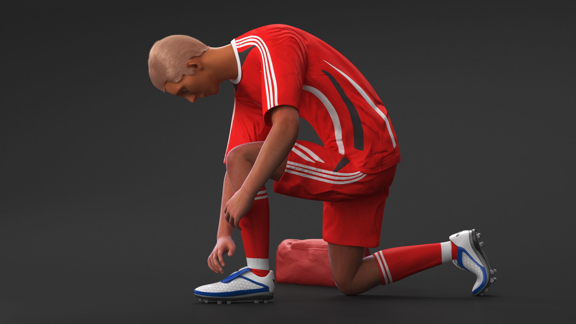 Soccer Player with Shoe Bag Fur 3D model_2