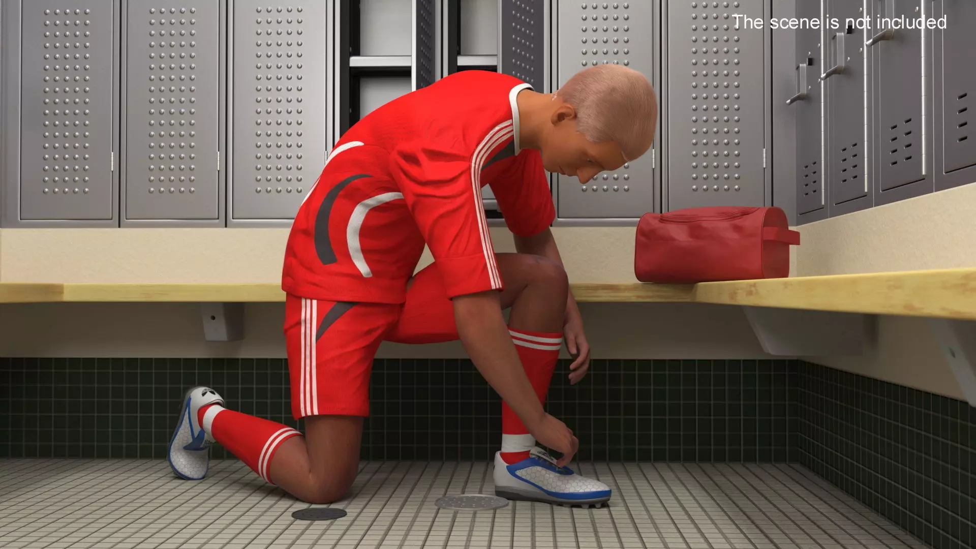 Soccer Player with Shoe Bag Fur 3D model_0