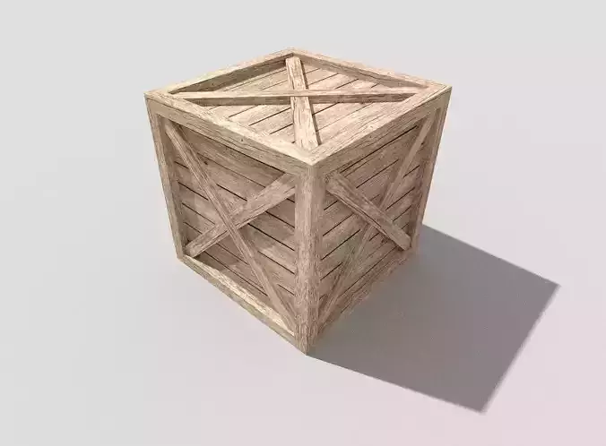 low poly wooden crate