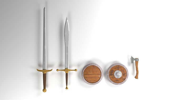 Stylized Hand Painted Combat Pack Low-poly 3D model