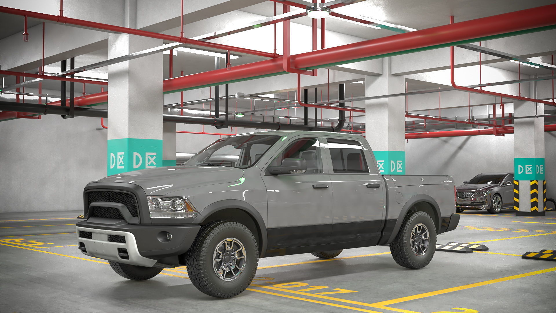 Filled Underground Parking 3D model_6