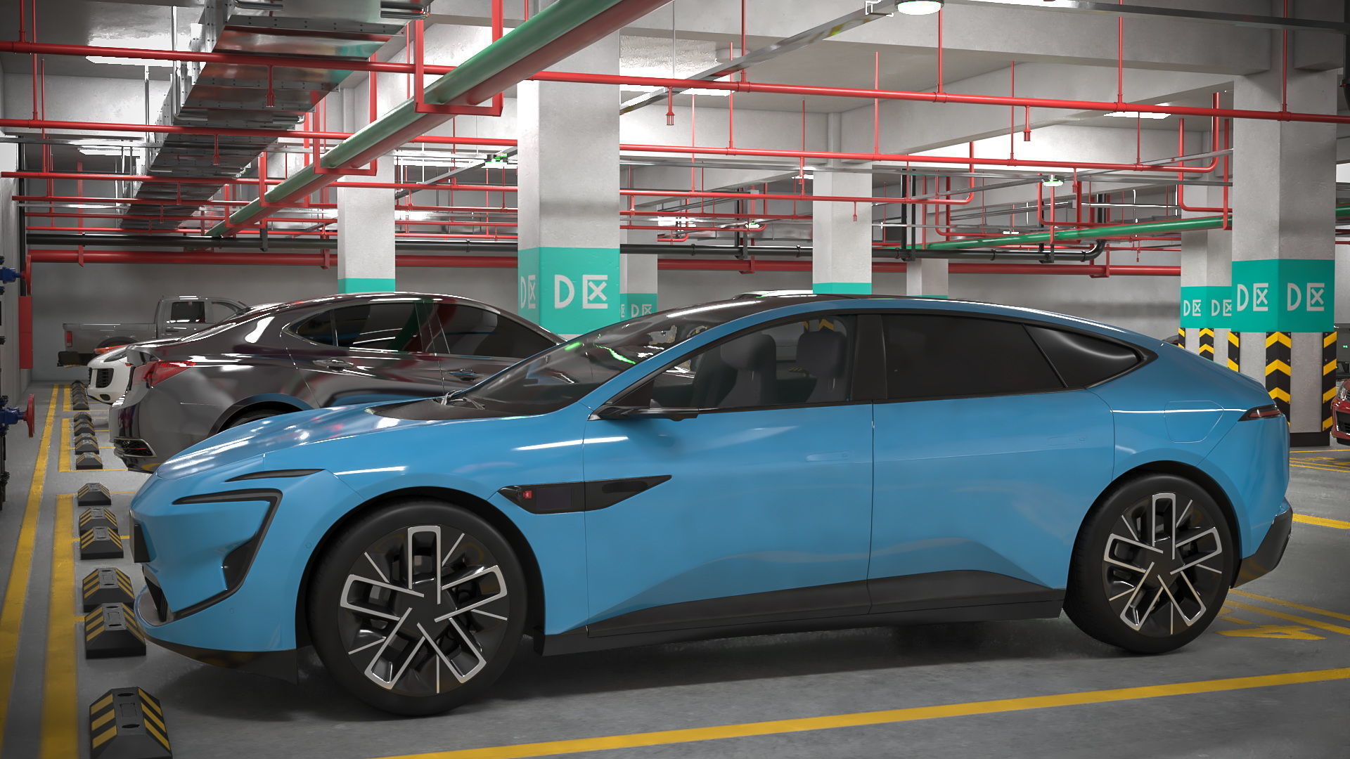 Filled Underground Parking 3D model_10