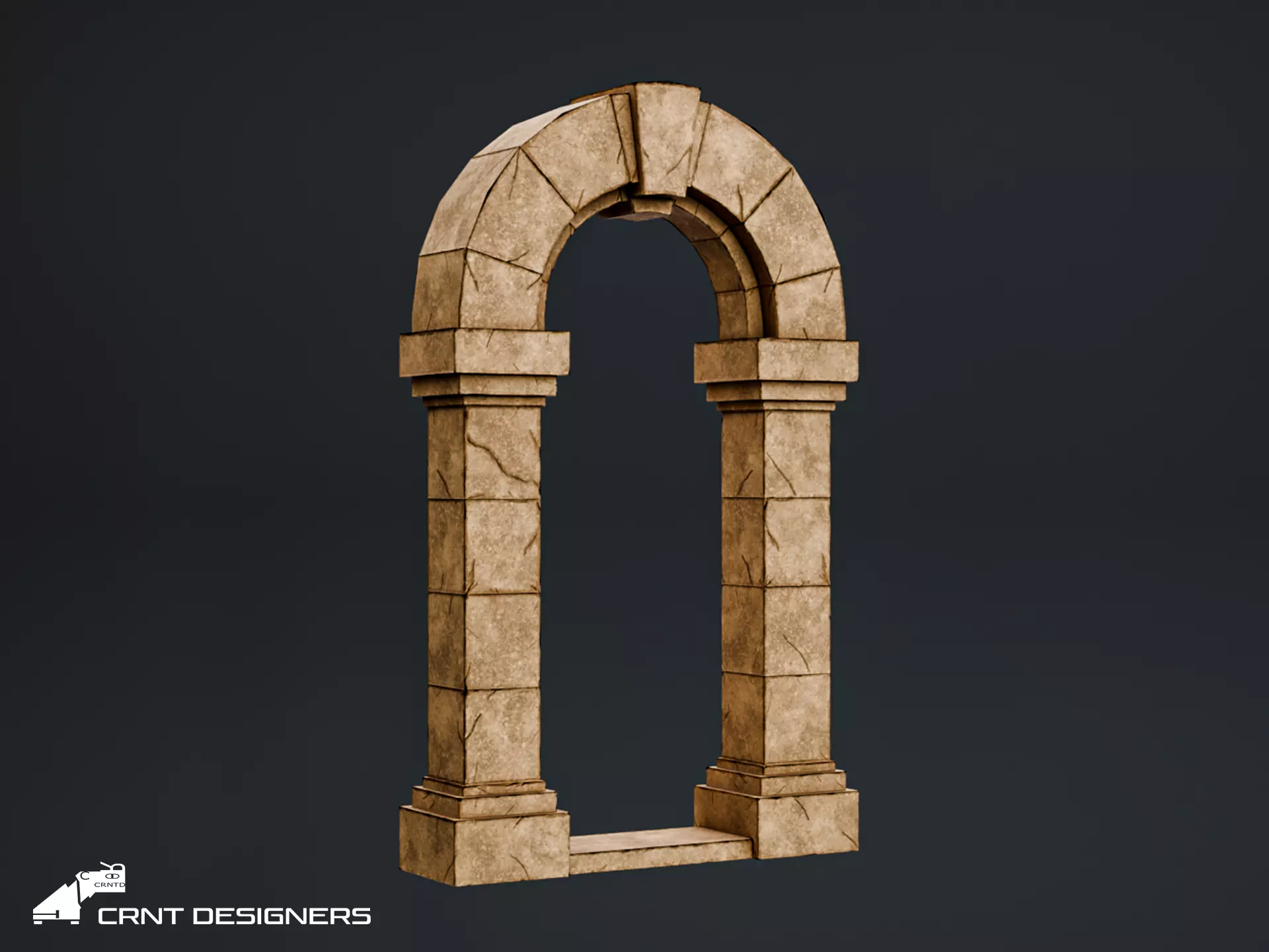 Ancient Stone Arch Low-poly 3D model_0